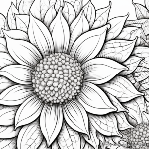 Vibrant Sunflower Petal Detail Coloring Pages 2
