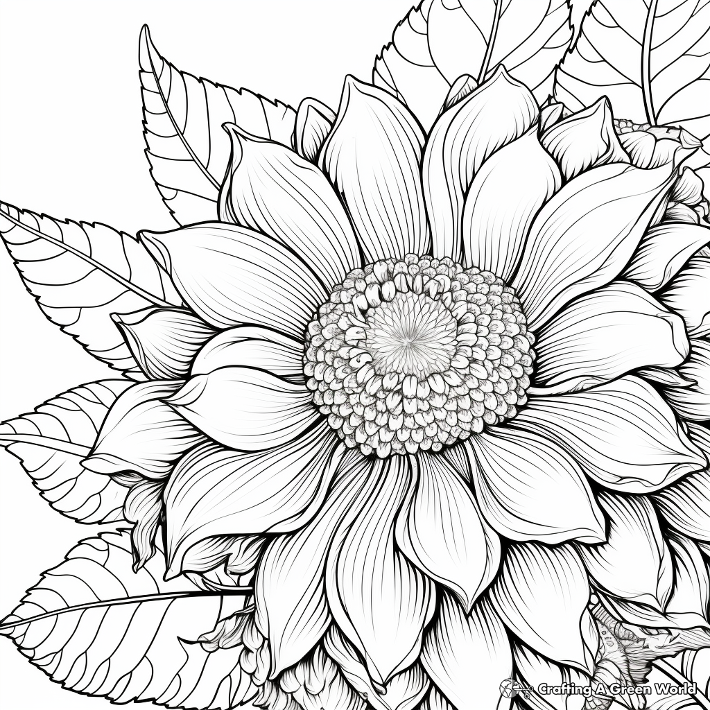 Vibrant Sunflower Petal Detail Coloring Pages 4