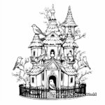 Victorian Bird Cage with multiple birds Coloring Pages 1