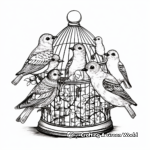 Victorian Bird Cage with multiple birds Coloring Pages 4