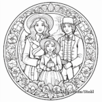 Victorian Christmas Scene Winter Solstice Coloring Pages: Male, Female, and Children 3