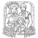 Victorian Christmas Scene Winter Solstice Coloring Pages: Male, Female, and Children 4