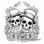 Victorian-Inspired Skulls with Top Hat Coloring Pages 1