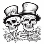 Victorian-Inspired Skulls with Top Hat Coloring Pages 2