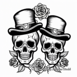 Victorian-Inspired Skulls with Top Hat Coloring Pages 3