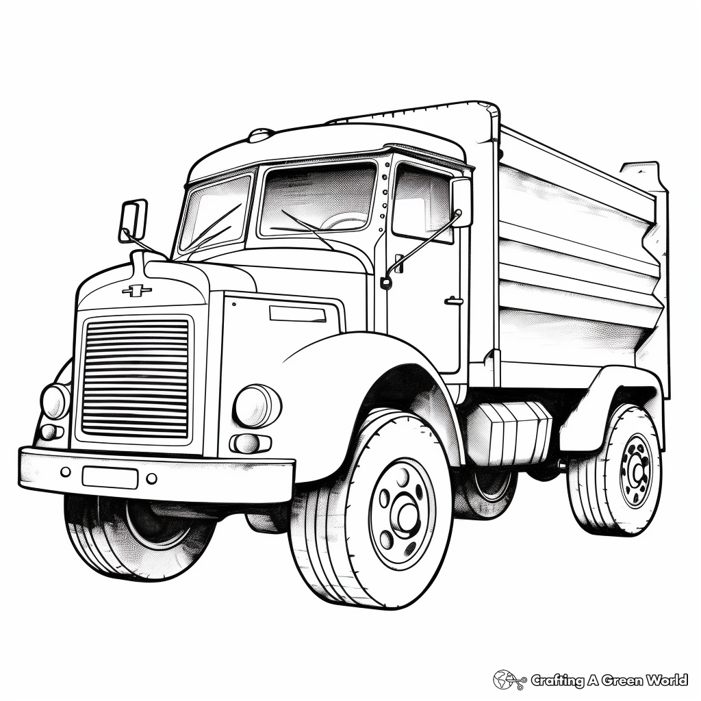 Vintage Garbage Truck Coloring Pages 1