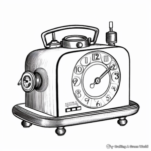 Vintage Pendulum Alarm Clock Coloring Pages 1