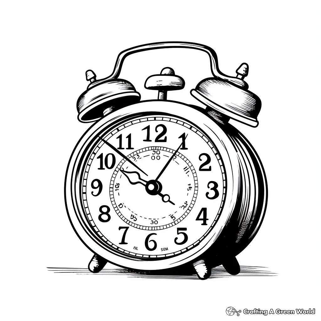 Vintage Pendulum Alarm Clock Coloring Pages 2