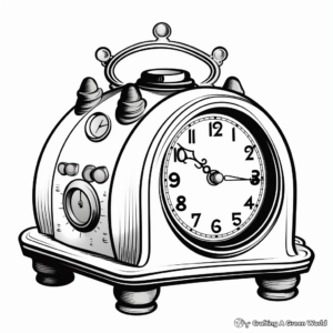 Vintage Pendulum Alarm Clock Coloring Pages 3