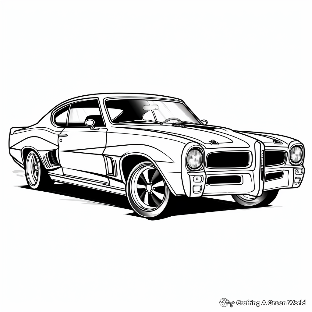 Vintage Pontiac GTO Muscle Car Coloring Pages 4