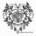 Vintage Rose Heart Coloring Pages 1