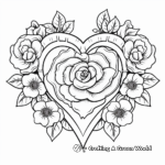 Vintage Rose Heart Coloring Pages 2