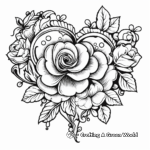 Vintage Rose Heart Coloring Pages 3