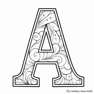 Vintage-Style Lowercase A Coloring Pages, 1
