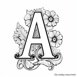 Vintage-Style Lowercase A Coloring Pages, 2