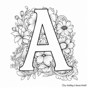 Vintage-Style Lowercase A Coloring Pages, 4