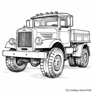 Vintage Style Snow Plow Truck Coloring Pages 1