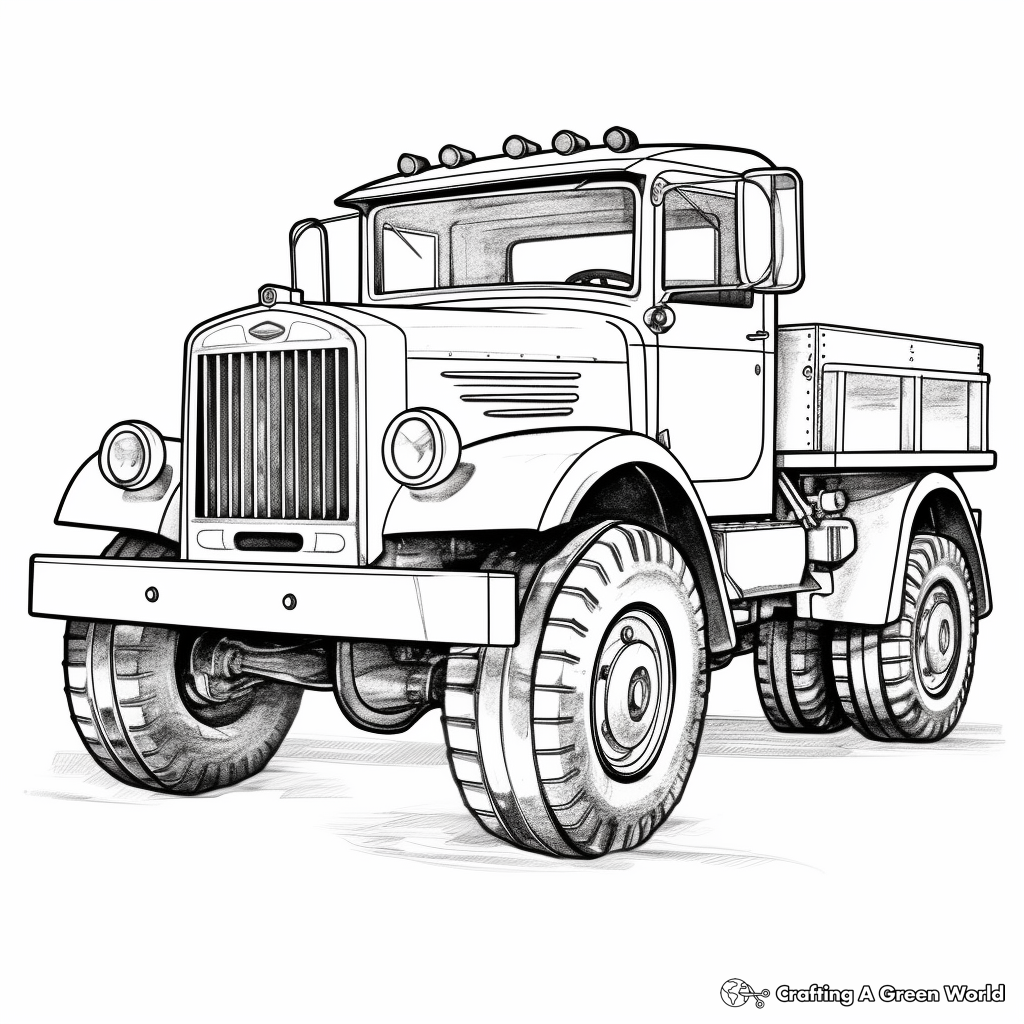Vintage Style Snow Plow Truck Coloring Pages 1