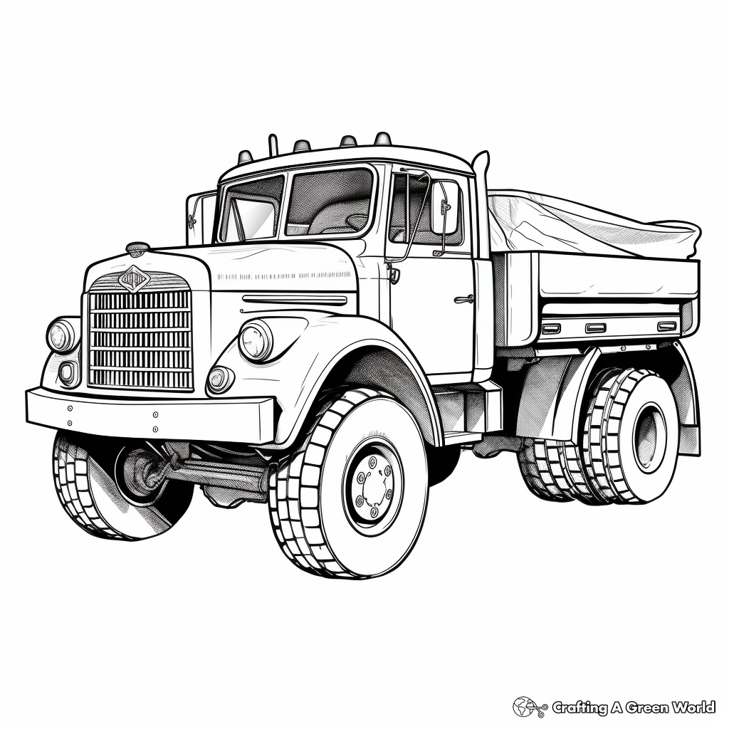 Vintage Style Snow Plow Truck Coloring Pages 4