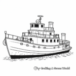 Vintage Tugboat Coloring Pages for Adults 4
