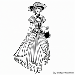 Vintage Victorian Fashion Coloring Pages 1