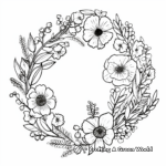 Vintage Wildflower Wreath Coloring Pages 3