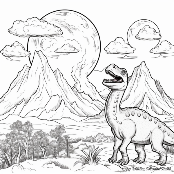 Dinosaur Volcano Coloring Pages - Free &amp; Printable!