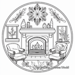 Warm Fireplace Winter Mandala Coloring Pages 2