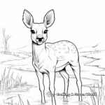 Water Deer: Nature’s Fanged Wonder Coloring Pages 1
