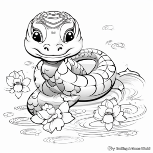 Water Snake in Chinese New Year 2023 Coloring Sheets 1