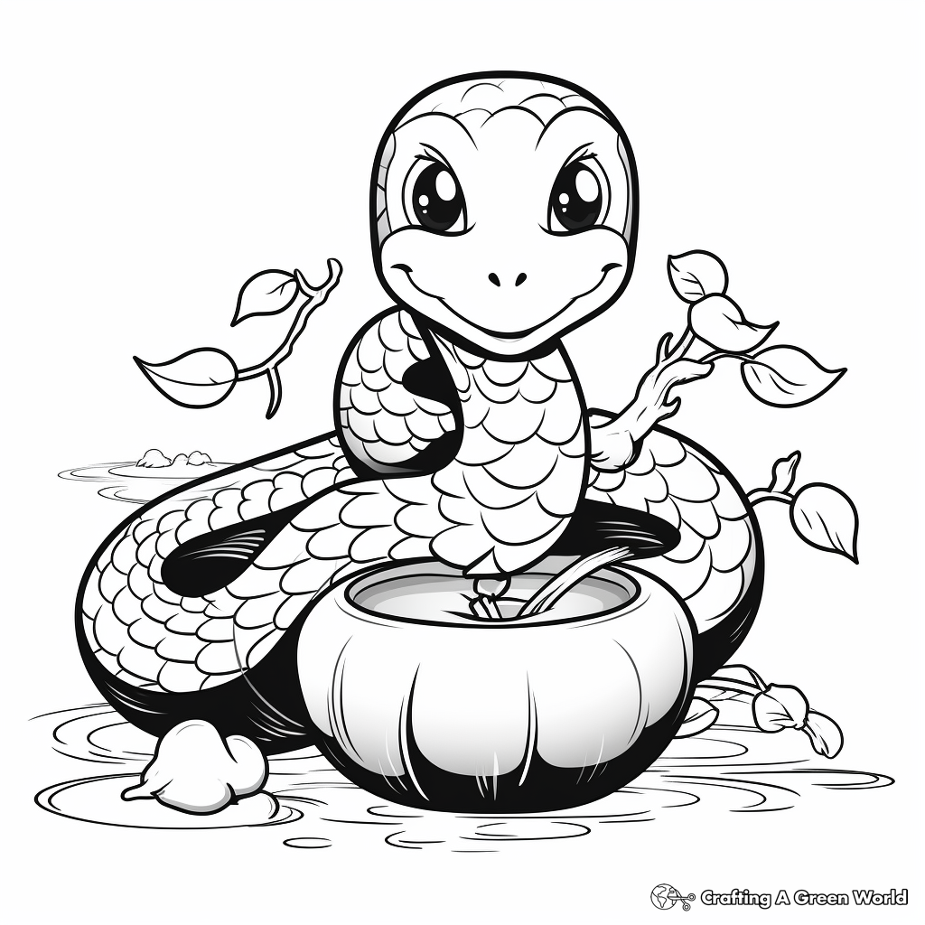 Water Snake in Chinese New Year 2023 Coloring Sheets 3