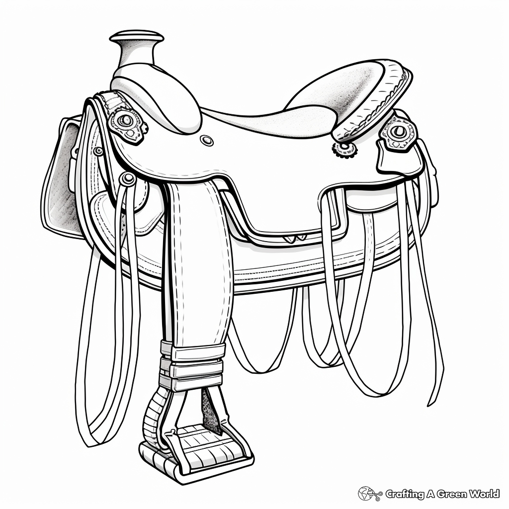 Western Horse Saddle Coloring Pages 1