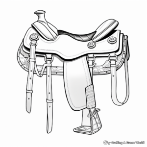 Western Horse Saddle Coloring Pages 2