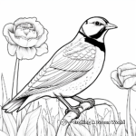 Western Meadowlark and Flower Field Coloring Pages 4