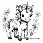 Whimsical Baby Unicorn Coloring Pages 1