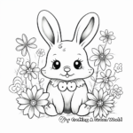 Whimsical Bunny and Flowers Coloring Pages for Relaxation 2