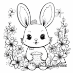 Whimsical Bunny and Flowers Coloring Pages for Relaxation 3