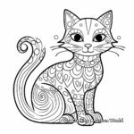 Whimsical Calico Cat Coloring Pages 4