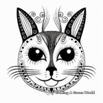 Whimsical Calico Cat Face Coloring Pages 3