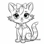 Whimsical Cat with Bow Coloring Pages for Adults 1