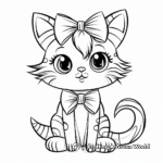 Whimsical Cat with Bow Coloring Pages for Adults 2