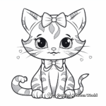 Whimsical Cat with Bow Coloring Pages for Adults 3