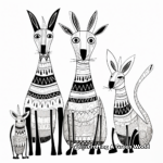 Whimsical Kangaroo Family Coloring Pages 1