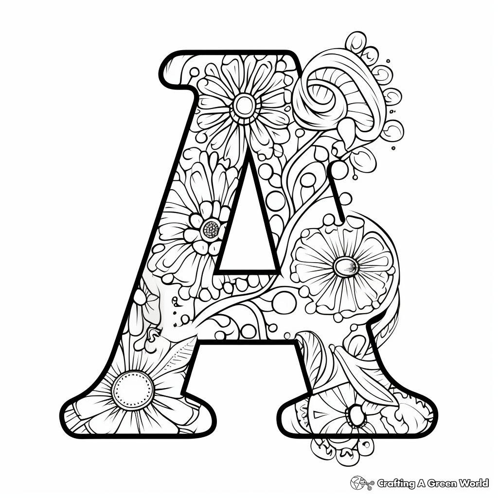 Whimsical Lowercase A Coloring Pages 3