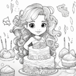 Whimsical Mermaid Party Cake Coloring Pages 2