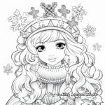 Whimsical Snowfall Princess Coloring Pages 1