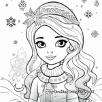 Whimsical Snowfall Princess Coloring Pages 2