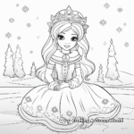 Whimsical Snowfall Princess Coloring Pages 4