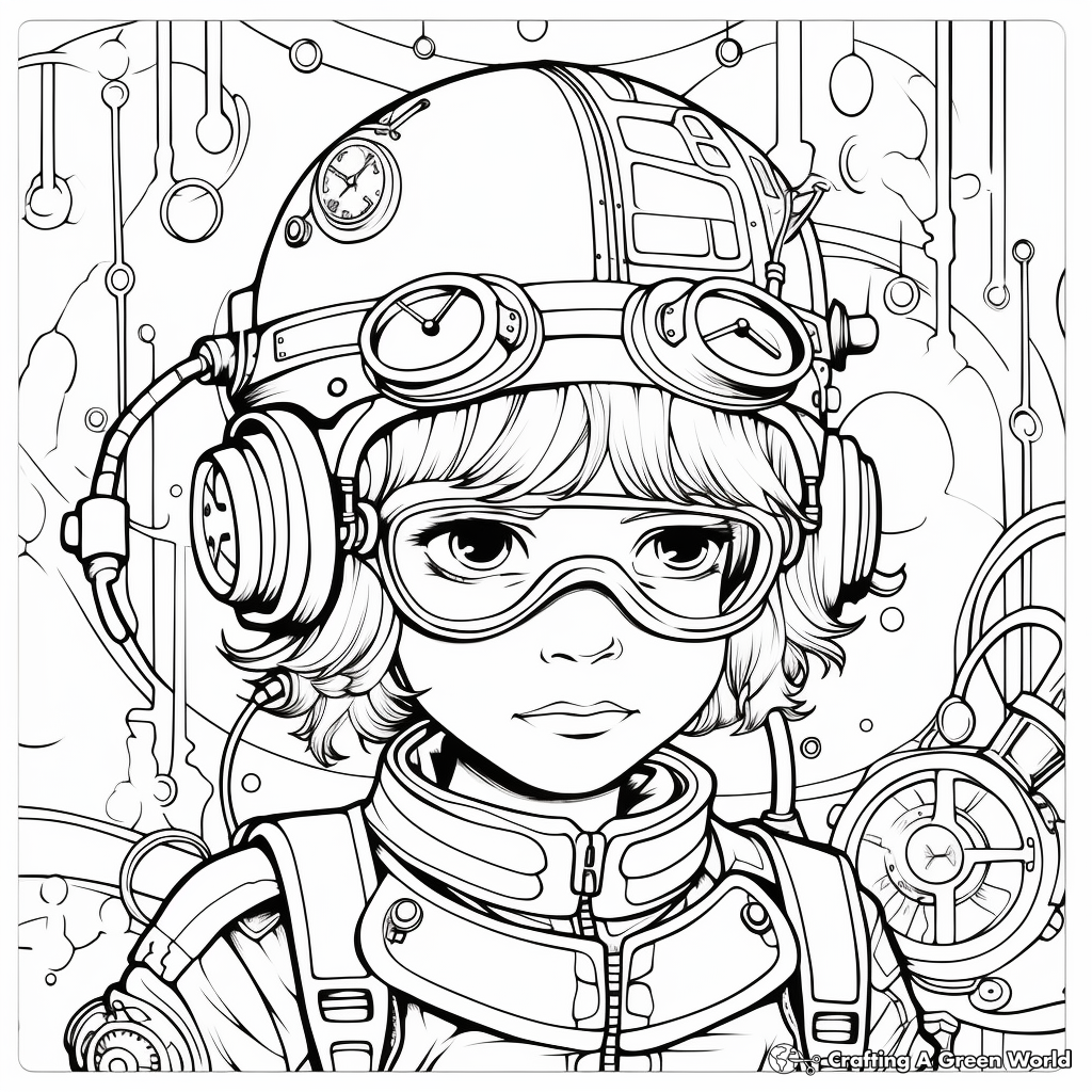 Whimsical Steampunk Digital Art Coloring Pages 1