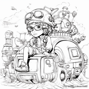 Whimsical Steampunk Digital Art Coloring Pages 2